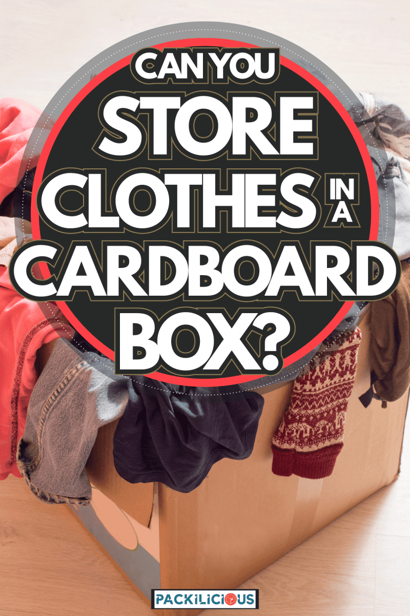 Pile of clothes in a large cardboard box, Can You Store Clothes In A Cardboard Box?