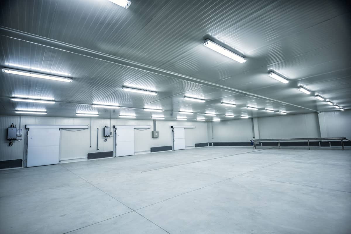 Empty storage in a meat processing factory