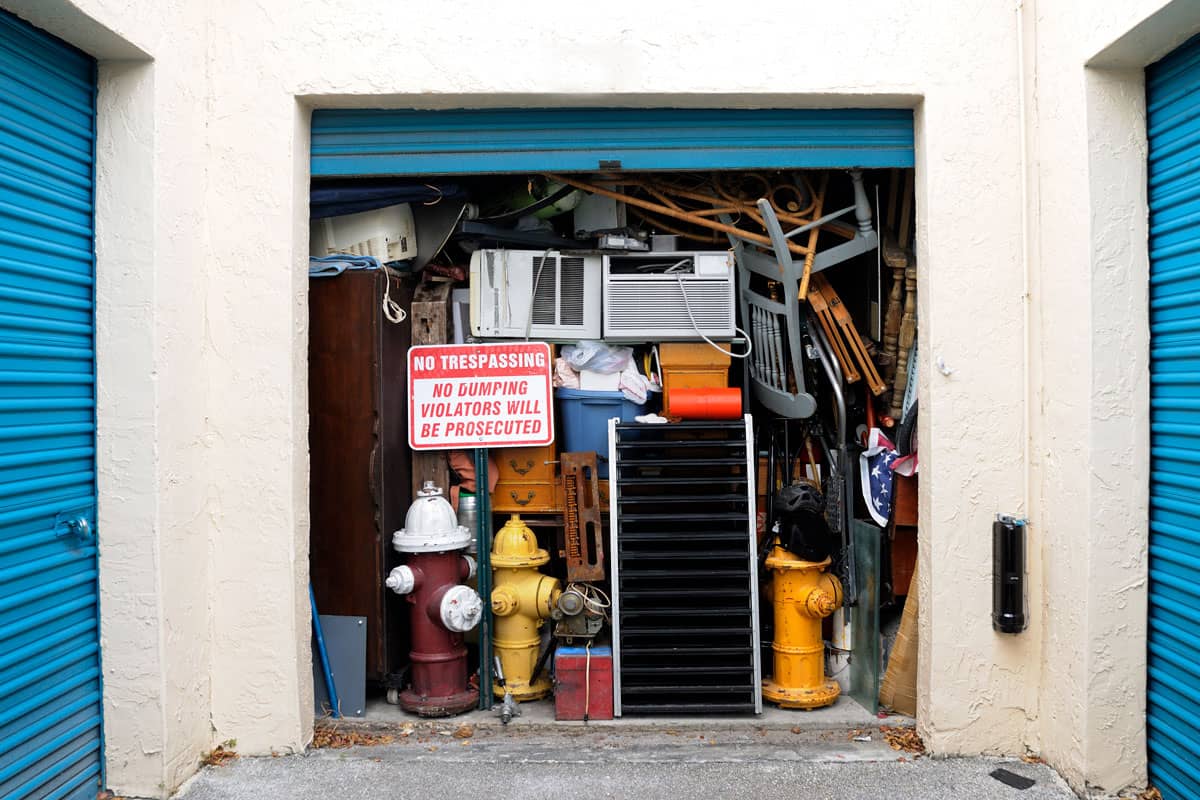 Overflowing Storage Unit Bursting with Heap of Junk