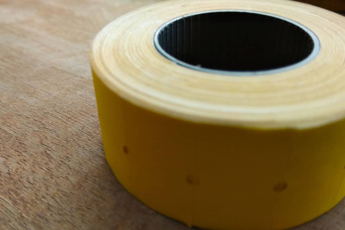 Packing tape on wood intact in roll