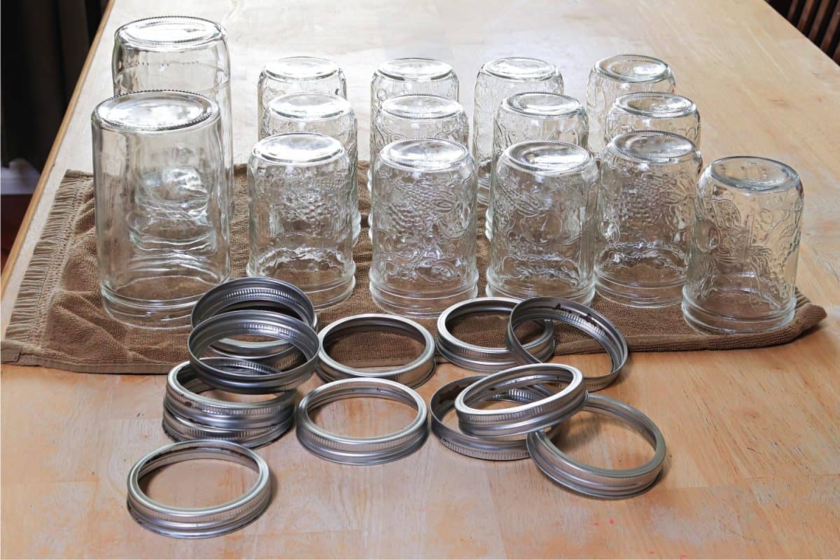 Set of glass cans or jars on the table
