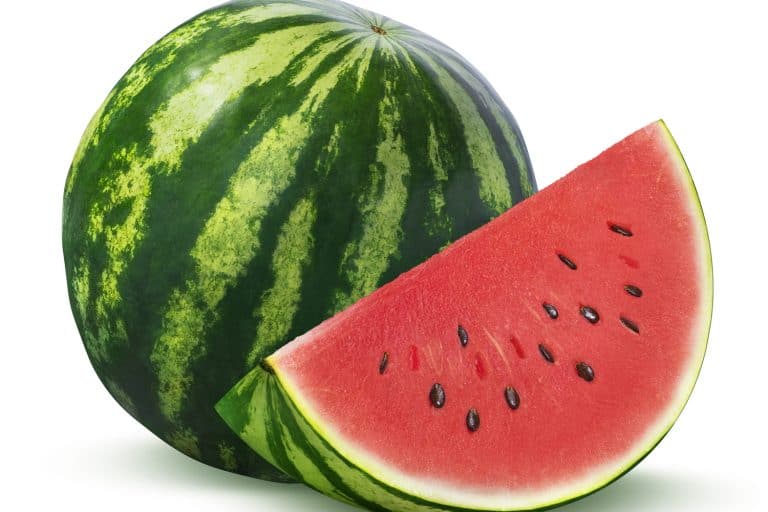 Whole watermelon and slice isolated on white background as package design element - How To Store Watermelon [Whole And Cut]