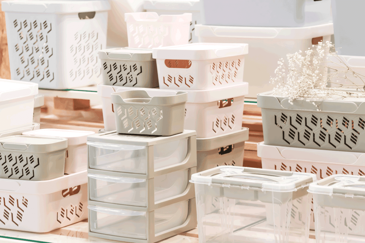 new clean container boxes with a lid for easy storage of things