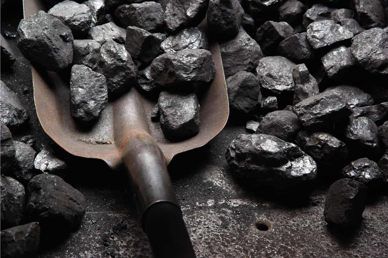 shoveling black coal