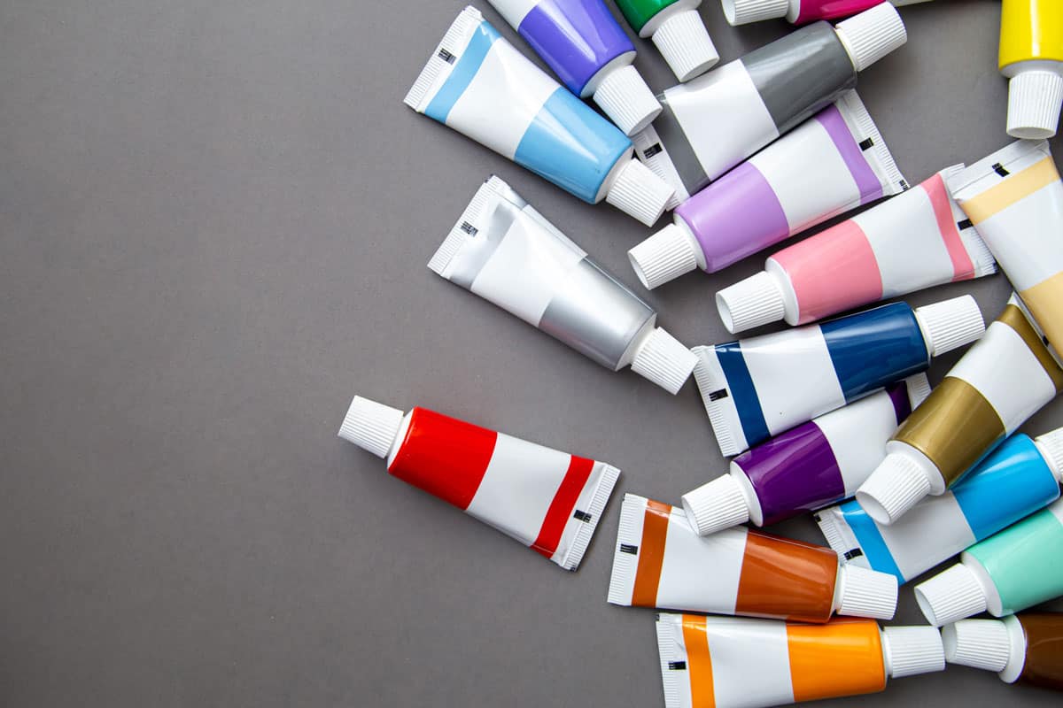 Acrylic tubes of paint in different colors