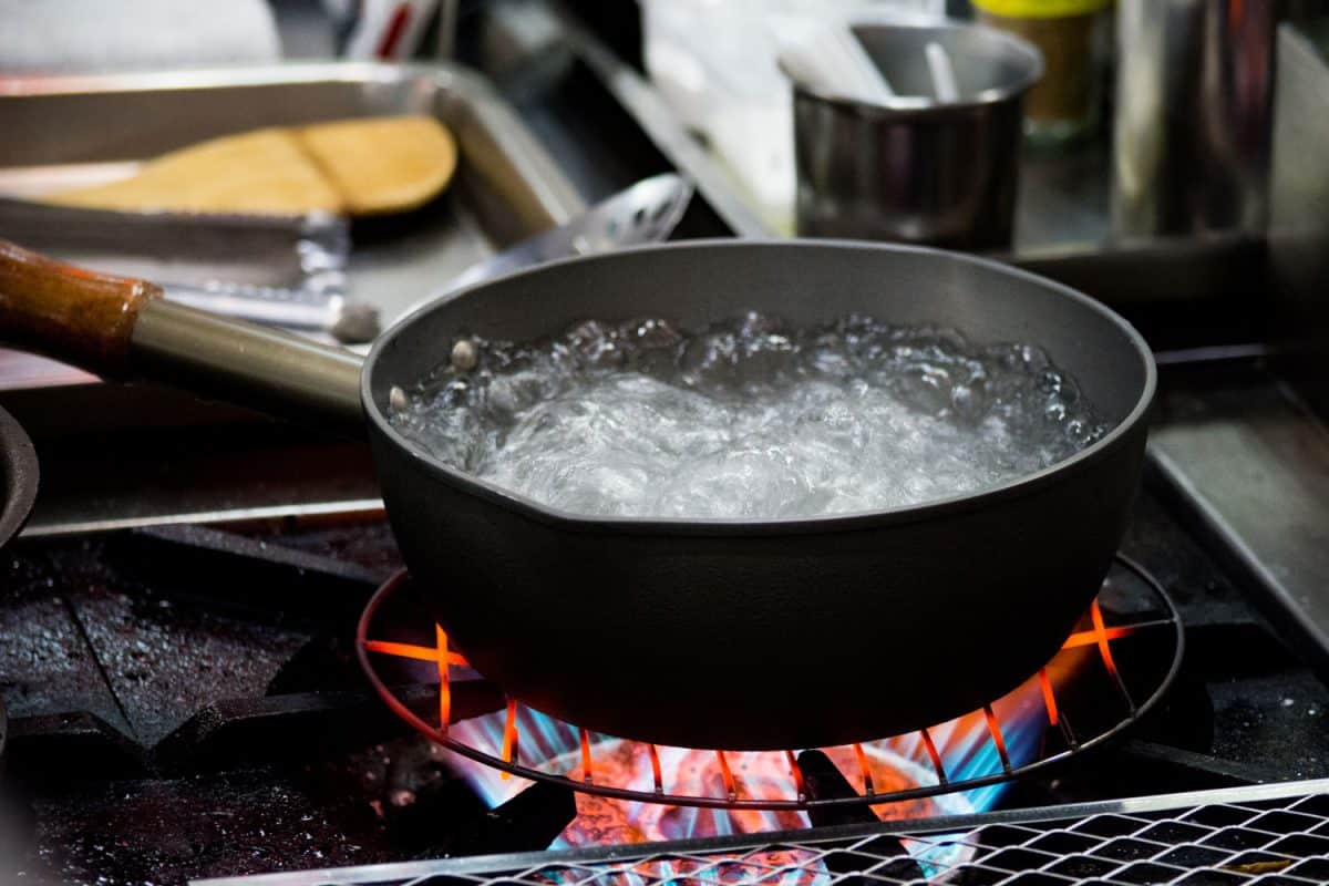Boiling water in a small pot