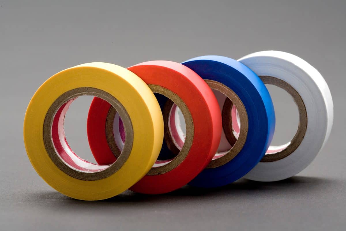 Close-up photo of multiple colored industrial tapes
