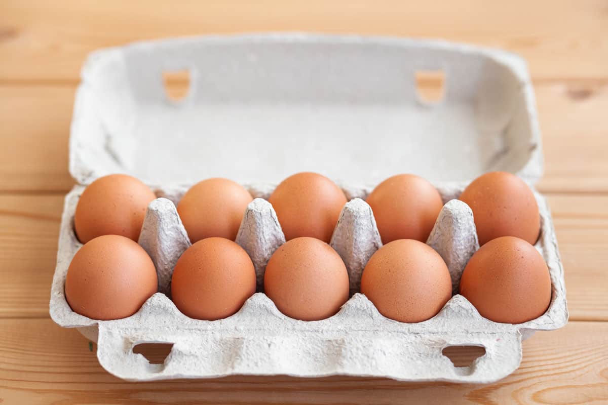 Fresh eggs in tray