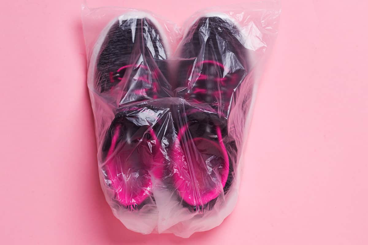 Kid sport shoes pack in a plastic bag