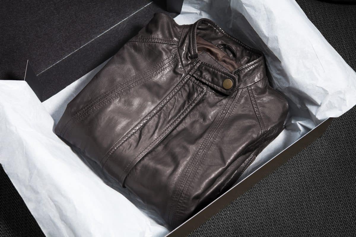 Leather jacket in gift box