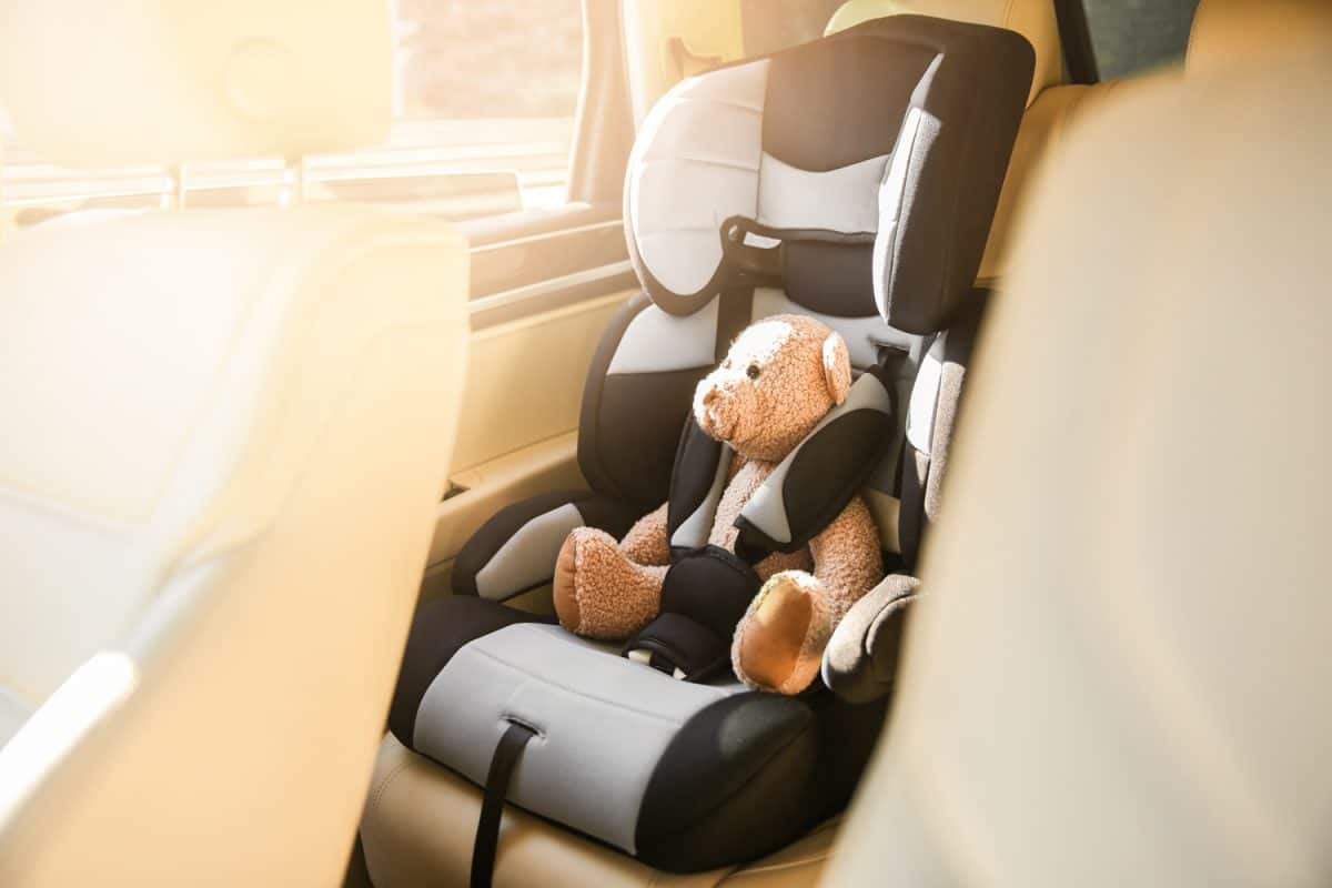 Safety car seat for baby with teddy bear
