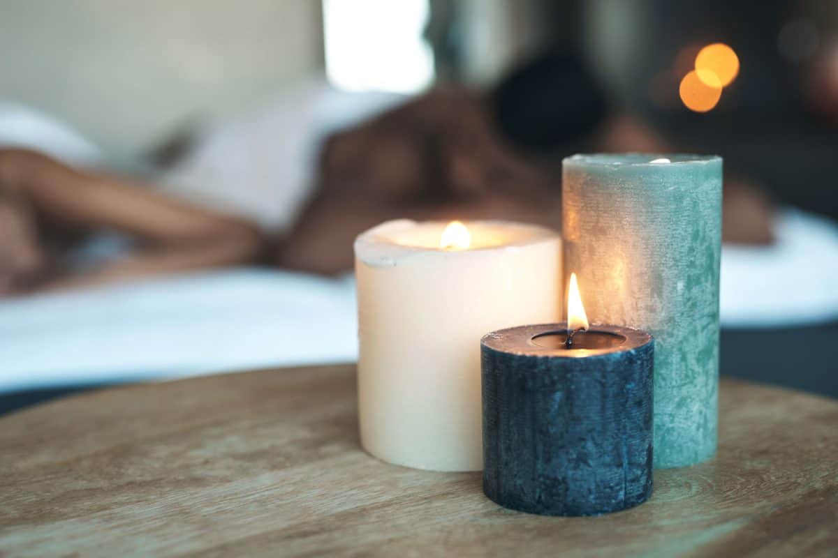 Scented candles inside the spa