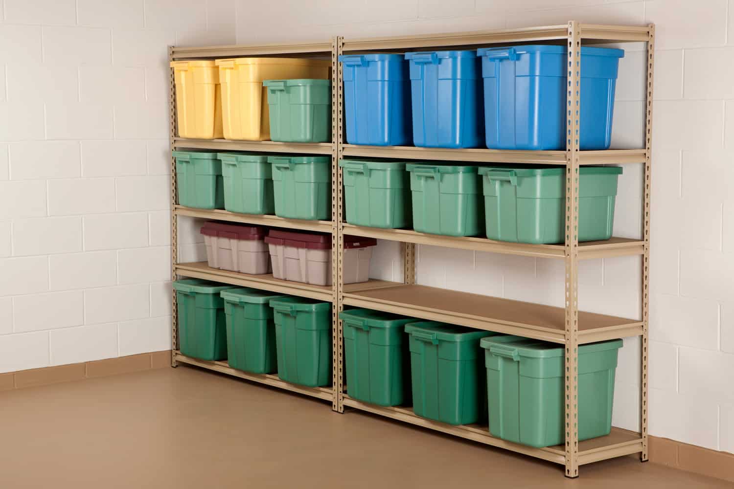 Storage Containers on Shelf 
