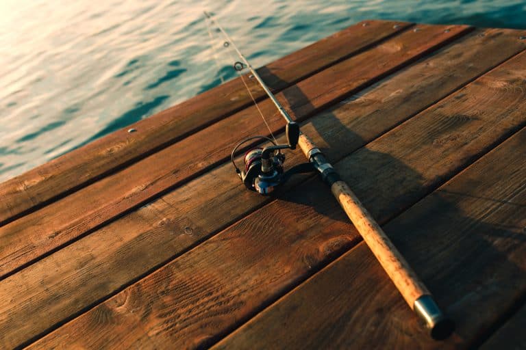 Fishing rod on a wooden dock. - How To Ship A Fishing Rod [Plus, How Much Does It Cost]?